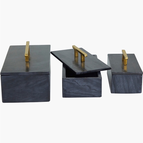 VIVIAN LUNE HOME Black Marble Box
with Goldtone Handle - Set of 3. Never used . - Picture 2 of 6